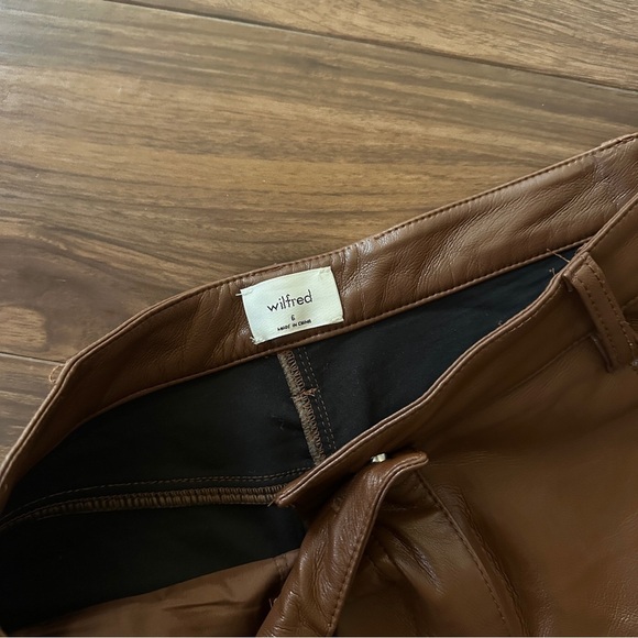 Wilfred Melina Brown Faux Leather Straight Leg Pants Size 6 - Picture 6 of 9